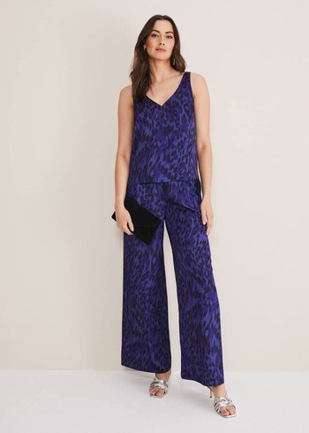 Phase Eight Coletta Leopard Prints Trousers Purple Canada | MOFZTU-276